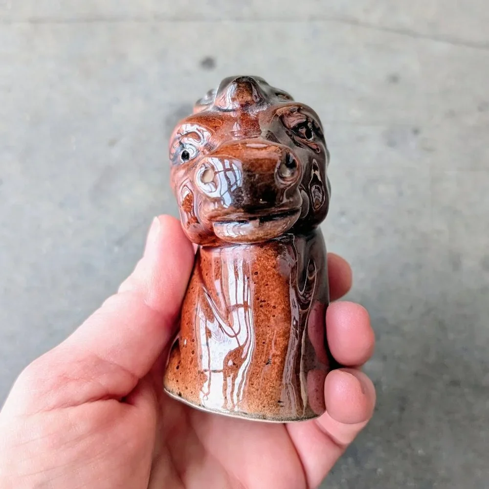 Vintage Made in Japan Brown Ceramic Horse Salt and Pepper Shakers